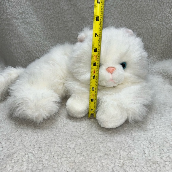 Playful Pals plush kitty plush laying 17" white fluffy blue eyes Mervyn's - Picture 3 of 10